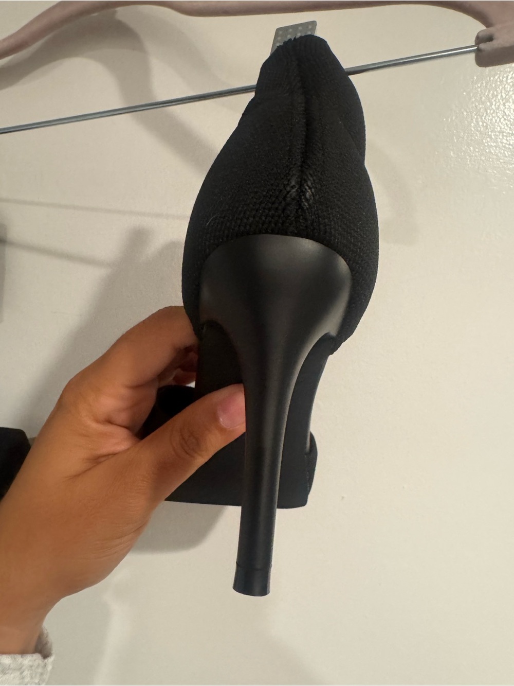 Newbella Black Open Toe Ankle Wrap Stiletto Heels Size 5 Like New — image 6 of 8